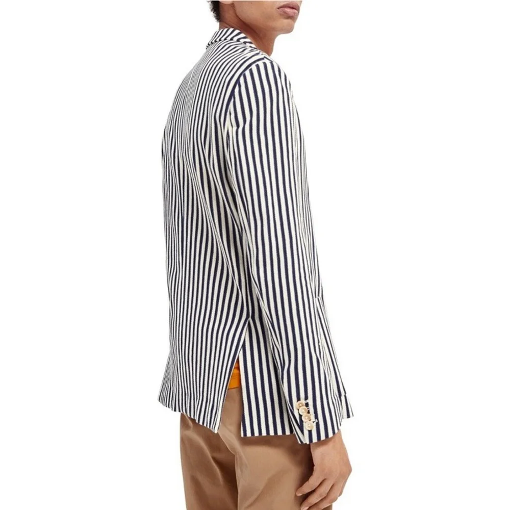 SCOTCH & SODA STRIPED SINGLE BREASTED BLAZER Men’s Large Organic Cotton $450